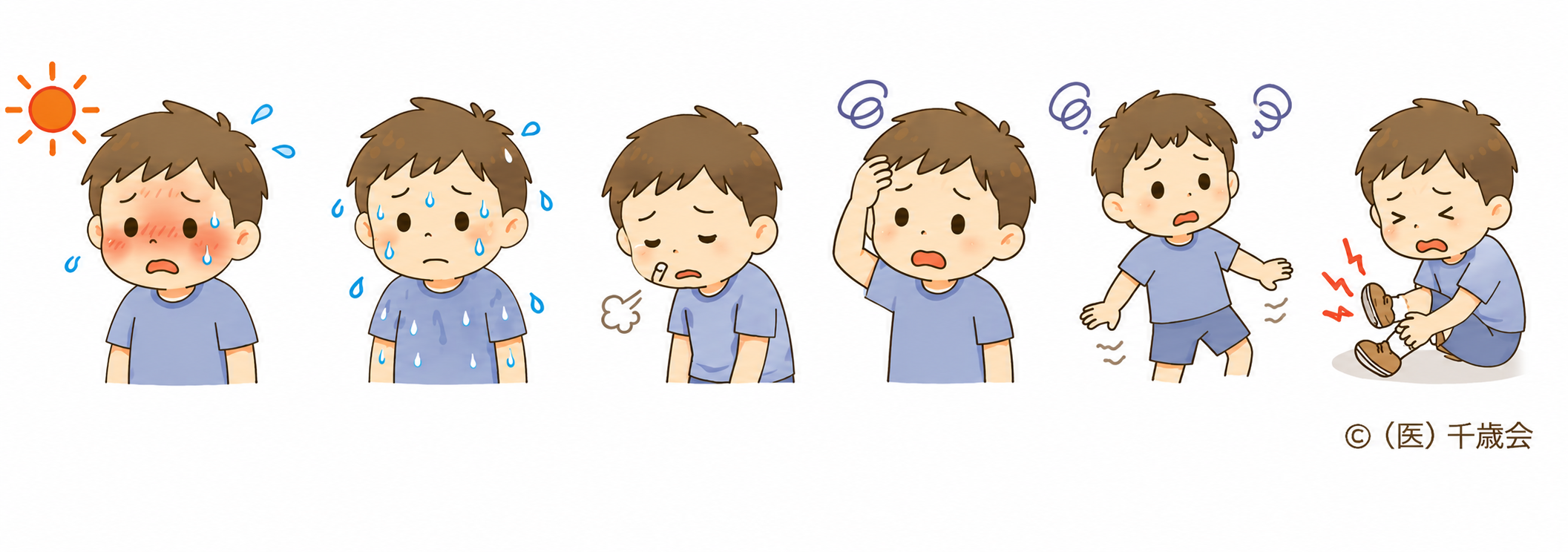 軽い熱中症のサインのイラスト